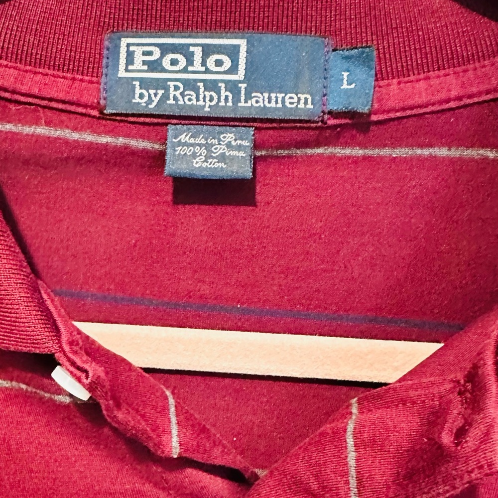 POLO RALPH LAUREN 100% Pima Cotton Maroon Striped Polo | super soft! - Picture 2 of 7